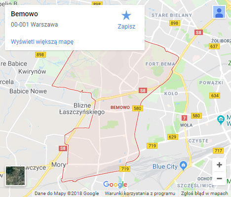 Mapa Google naprawa spłuczki Warszawa