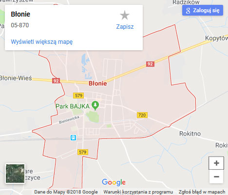 Mapa Google naprawa spłuczki Błonie