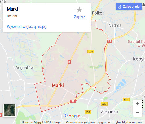 Mapa Google naprawa spłuczki Marki