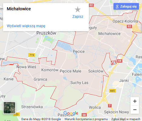 Mapa Google naprawa spłuczki Michałowice
