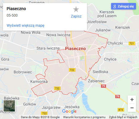 Mapa Google naprawa spłuczki Piaseczno