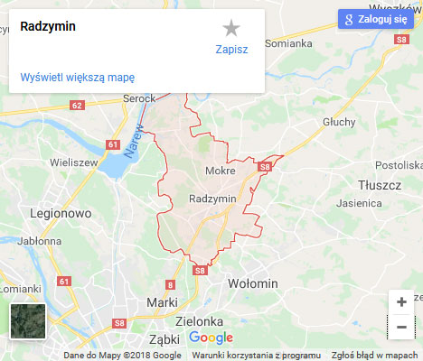 Mapa Google naprawa spłuczki Radzymin