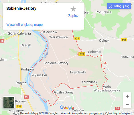 Mapa Google naprawa spłuczki Sobienie-Jeziory