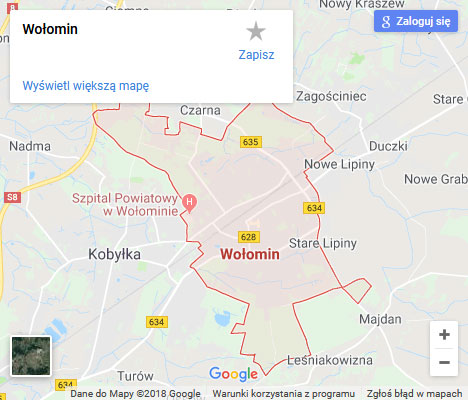 Mapa Google naprawa spłuczki Wołomin